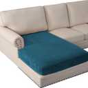 PrinceDeco Velvet Couch Cover for Dogs, Washable L Shaped Couch Cover, 1 Piece, Deep Teal (1 pcs chaise)