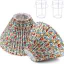 2pcs Pleated Lamp Shade, Modern Printing Flowers Lampshades for Table Lamps Floor Lamps, Barrel Lampshade Replacement for Bedroom, Cute Lamp for Living Room Home Office Decor
