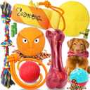 Zeaxuie 12 Pack Heavy Duty Various Dog Chew Toys Pack for Aggressive Chewers - Includes Large Rope Toys, Squeaky Toys & Indestructible Chew Bone for Medium, Large & X-Large Dogs (for Powerful Chewers)