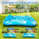 Inflatable Tanning Pool Lounger Float with Sprinkler-6 in 1 Suntan Tub Raft Floatie with Drink Holder Sunbathing Water Lounge-Tanning Bed Mat Pad for Adult Blow Up Kiddie Pool Kids Ball Pit Pool (L)