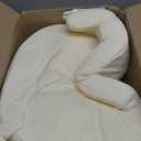 My Brest Friend Deluxe Organic Nursing Pillow 100% Organic Cotton Slipcover Ergonomic Breastfeeding Pillows Supports Both Mom and Baby Breastfeeding Essentials Handy Side Pocket Cream