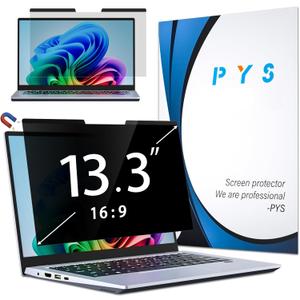 PYS Magnetic Laptop Privacy Screen 13.3 Inch 16:9 - Computer Screen Privacy Shield, Anti-Blue Light, Anti-Glare Filter, Removable Laptop Screen Protector