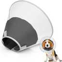 Dog Cone Collar for Recovery: Soft Elizabethan Collar Alternative to Stop Licking, Adjustable Pet Cone for Large, Medium, Small Dogs, for Surgery, Spay, Injury, Skin Treatment (Matte Black, L) (L(Depth: 9.8, Girth:12-18))