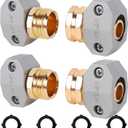 Triumpeek 2 Sets Garden Hose Repair Kit, Aluminum Male and Female Coupling Menders with Zinc Clamps, Hose End Connectors with 4 Extra Rubber Washer for 3/4" and 5/8" Garden Hose Fittings