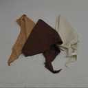 AWAYTR Pack of 3 Hair Bandanas Head Kerchief for Women Girls Tie-Back Boho Hair Scarf Headband Bandana Triangle Head Scarf (Solid Color - Beige / Khaki / Brown)