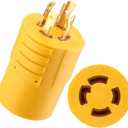 Kanayu NEMA L14-20P to L14-30R 20Amp to 30Amp Generator Adapter4 Prong Locking Generator 20Amp Male Plug to 30Amp Female Receptacle Adapter(Yellow)