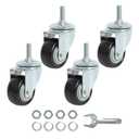 Finnhomy Stem Caster Wheels 2 Inch Heavy Duty Threaded Swivel Casters 5/16" -18 x 1 Set of 4 Premium Polyurethane Wheels PU Anti-wear Smooth Casters, Black