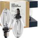 LU70/MED High Pressure Sodium Light Bulb, 70 Watts, ED17/MED, Medium Base (E26), ANSI Code S62, 6500 Lumen, 24000 Life Hours, Clear Bulb, 2100K, 2 Pack