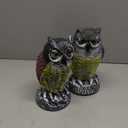 Hedoc 2 Pack Fake Owl Decoys to Scare Birds Away, Great Horned Owl Bird Deterrents, Nature Scarecrow Plastic Pest Repellent, Garden Decor and Yard Decoration for Gardens and Rooftops