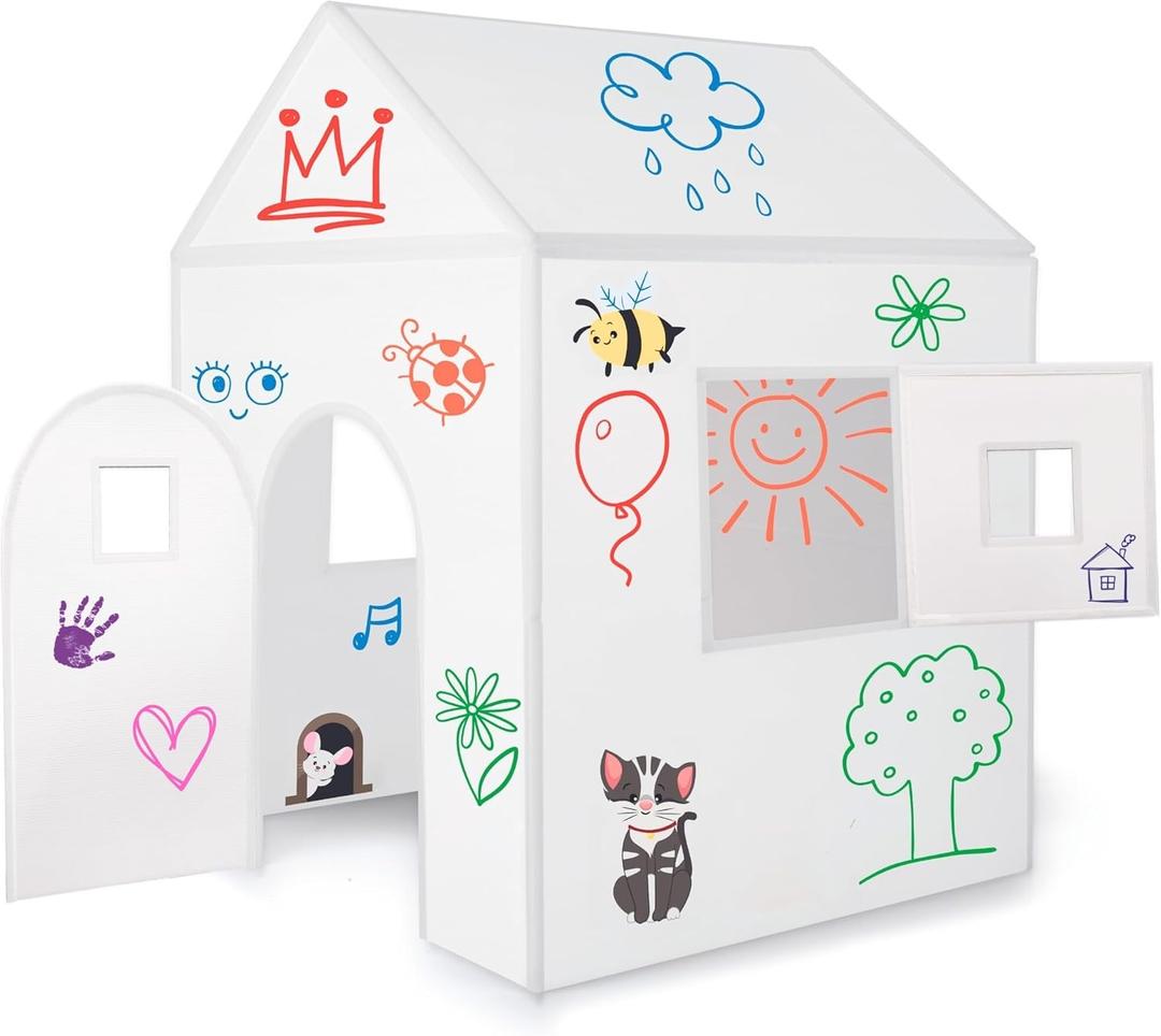 The Washable Playhouse for Kids - Paint Again and Again - ImagiNew Playhome with Working Door and Windows Indoor & Outdoor Backyard - Toddlers Art & Craft playset Outside Activity Play House Toys