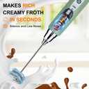YUSWKO Granite Green Handheld Milk Frother Wand for Coffee, Rechargeable Electric Whisk with 3 Heads 3 Speeds Drink Mixer Coffee Frother For Latte, Cappuccino, Hot Chocolate, Egg