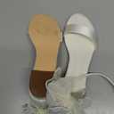 Comfortable Wedding Shoes for Bride Flat Wedding Sandals Open Toe Bridal Flats with Bow, 9