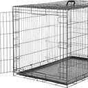 Amazon Basics Portable, Foldable Metal Wire Dog Crate with Removable Tray, Divider Panel, Easy to Assemble, for Large Dogs, 48 x 30 x 32.5 in, Black