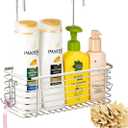 YQh hanging shower rack, bathroom storage rack, shampoo bracket, the back hook can be rotated, and can be hung on the faucet or Claw foot bathtubcross bar, 304 stainless steel rust proof and durable (single layer shelf)