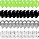 Lime Green Silver Black Balloons Set for Video Game Party,Green Black Balloon Silver Lime Green Balloon for Miner Birthday Graduation Wedding Baby Shower Party Decoration