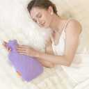 samply Hot Water Bottle with Cover, 2L Hot Water Bag for Hot and Cold Compress, Hand Feet Warmer, Neck and Shoulder Pain Relief, Light Purple