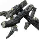 Electric Fireplace Logs, Realistic Synthetic Resin Log Decoration for Indoor Electric Fireplaces Flame w/ 5 Brightness, Thermostat, 750W/1500W, Black