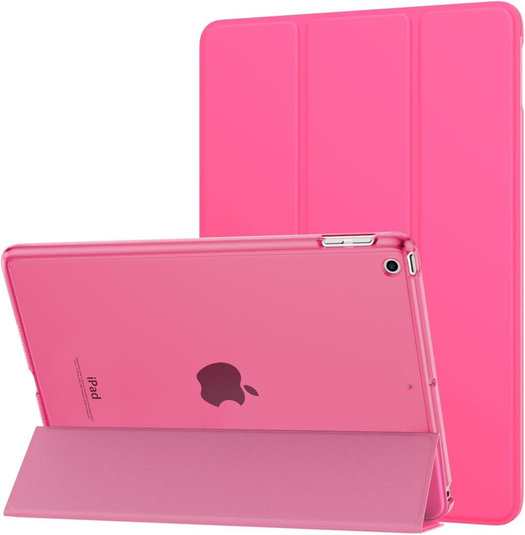 MoKo Case Fit 2018/2017 iPad 9.7 5th/6th Generation, Slim Lightweight Smart Shell Stand Cover with Translucent Frosted Back Protector Fit iPad 9.7 2018/2017, Auto Wake/Sleep, Fluorescent Pink