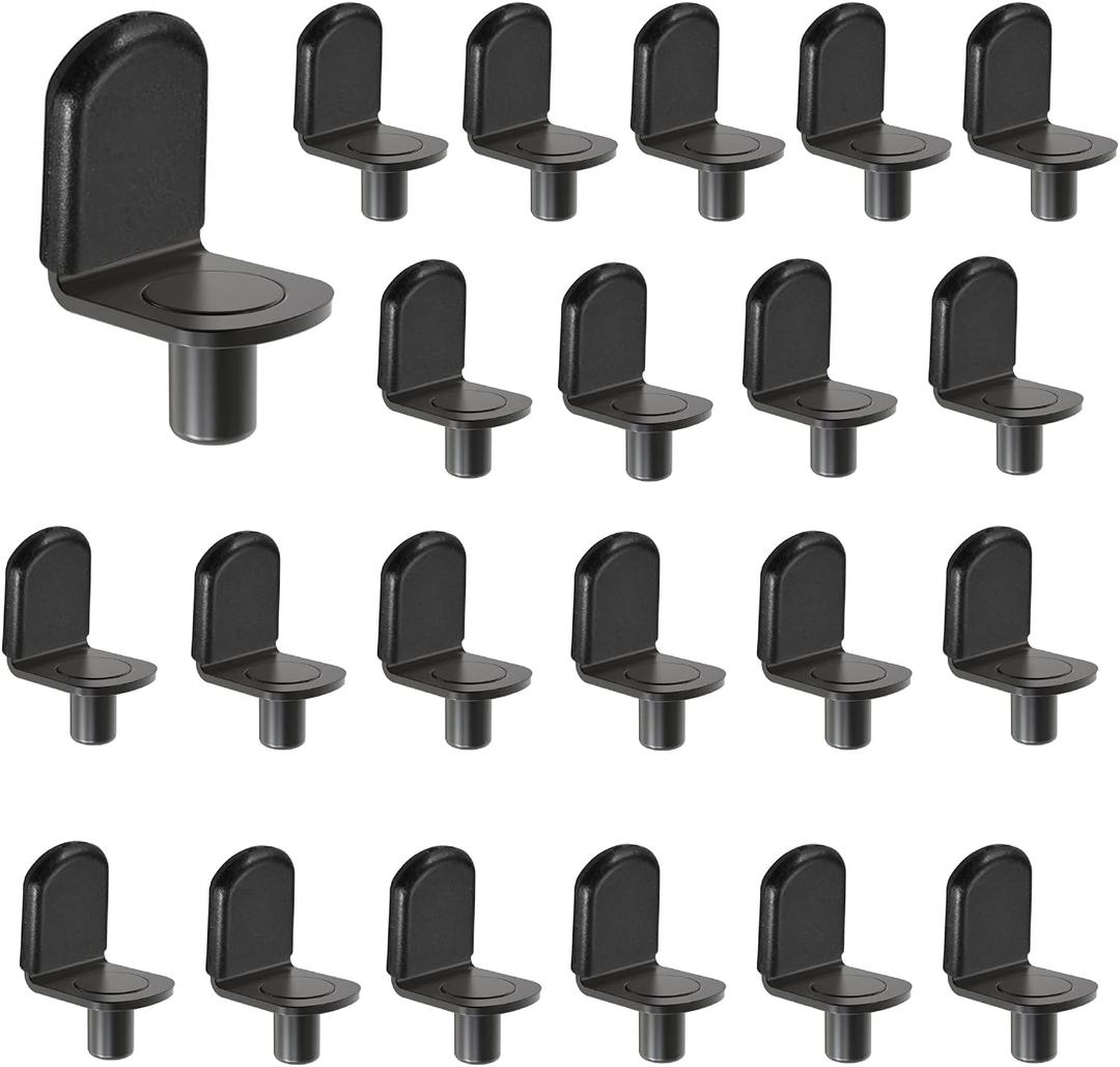 Shelf pins, Glass Supports Furniture Cabinet Closet Bookcase Shelf Bracket-Style Pegs, Black 30 Pack.A