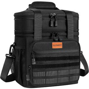 Tactical Insulated Lunch Bag Lunch Box - Expandable Large Cooler Bag for Men - Versatile Lunchbox for Adults Work Shifts Outdoor Trips Black 16L