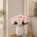 8 Pcs Silk Peonies Artificial Flowers Bulk Faux Peony Bouquet Fake Flower for Wedding Bridal Shower Centerpieces DIY Floral Arrangements Home Party Decorations (White-Pink)