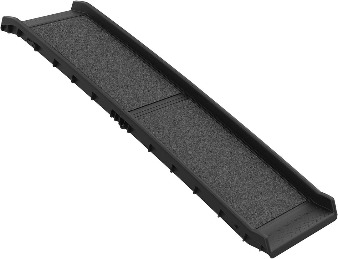 Dog Ramp - Folding, Nonslip Pet Ramp for Dogs to Get into Cars, Trucks, SUVs, or RVs - Portable Pet Ramps with Raised Side by PETMAKER, 61"L x 15.5"W x 5.5"H,(Black) (61" x 15.5")