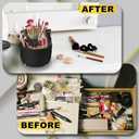 2 x WILL OAK Makeup Brush Organizer - Large Compartment Cosmetic Organizer -Eyeliner, Nail Polish,Art Supply, Bathroom Vanity Desktop Organizer (Black)