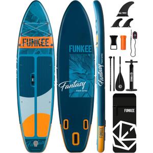 1134"6" Extra Wide Inflatable Stand Up Paddle Board, Sup Board with Removable Fins, Backpack, Floating Paddle, Safety Leash, Floating Phone Case for Adults & Youth of All Skill Levels