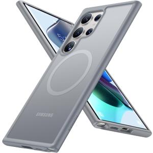 TORRAS Magnetic Shockproof for Samsung Galaxy S24 Ultra Case, [18N Strong Magnetic] [12 FT Mil-Grade Protection] [Compatible with MagSafe] Protective Translucent Matte Slim Case, Guardian- Mag, Gray