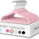 BAGAIL Kids Velvet Hangers 11 Inches Children's Clothes Hangers Non-Slip Baby Hangers for Infant/Toddler (Blush Pink,50pack)