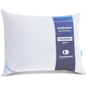 Continental Bedding | Harmony White Down Pillow | 550 Fill Power | 400 Thread Count Cotton Cover | Made in USA | Firm, Standard (Pack of 1)