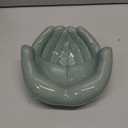 Ceramic Hands Bowl Dish Sculpture, Giving Hands Candy Holder for Succulent Planter, Crystal Rock Holder, Office, Keys Bowl for Entryway Table (Blue)