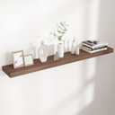 Floating Shelves for Wall, 48"W x 9"D x 1.5"H, 1 Pack of Long Wall Mounted Engineered Wood Shelves with Invisible Brackets for Living Room, Bedroom, Bathroom, Kitchen Decor and Storage, Walnut (48"W x 9"D, 1 pack)
