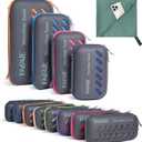 2 x BAGAIL Camping Towel with EVA Case, Compact & Ultra Soft Microfiber Travel Towel - Super Absorbent & Lightweight Quick Dry Towels for Sports, Beach, Gym, Backpacking, Hiking and Yoga