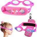 Kids Swim Goggles Age 2-6, Toddler Goggles No Hair Pull,Child Goggles Padded HeadBand (1pk Kids - Pink Mermaid)