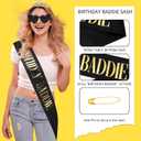 BIRTHDAY BADDIE Sash and Crown & Glasses Set for Women Girls, Birthday Girl Sash, Birthday Tiara Crown Birth day Decorations for Women Party Supplies Outfits Accessories