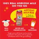Horizon Organic Shelf Stable 1% Lowfat Chocolate Milk Boxes, 8 fl oz, 12 Count - 8g Protein per Serving, USDA Organic UHT from Pasture-Raised Cows, Ready to Drink for Lunchbox, Travel, or On-the-Go, No Refrigeration Needed (EXP 07/09/26)