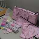 American Mahjong Game Set, 166 Pink Tiles, Pink Bag and Entire Accessories, 4 All-in-One Rack/Pushers, Mahjong Tiles Set