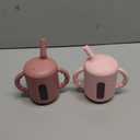 Seposeve 2 Pack Silicone Sippy Cups, Leak-Proof Baby Straw Cup for 6-12 Months, Spill Proof Toddler Cup with Straw 1-3 Years, with Capacity Marking, Non-slip Handle, Flow Control, 6 oz, Purple Pink