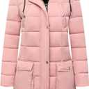 MOERDENG Women's Waterproof Long Winter Coat Thickened Down Alternative Jacket Warm Puffer Jacket Parka (XX-Large, Pink)