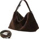 Suede Tote Bags for Women, Suede Purse Handbag Vintage Slouchy Hobo Shoulder Crossbody Bag