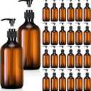 Tessco for you 24 Pcs Amber Soap Dispenser Empty Plastic Pump Bottles Refillable Shampoo Container for Hand Sanitizer Soap Lotion Body Wash Conditioner Bathroom Kitchen Travel, 8.45oz