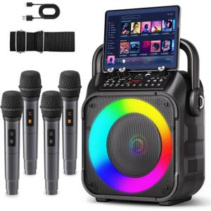 CYY Karaoke Machine with 4 Wireless Microphones for Adults and Kids
Bluetooth Speaker, 5 Light Modes, PA System, TWS Stereo Pairing, USB/TF/REC/FM/AUX, 6-8H Playtime for Home Party and Outdoor