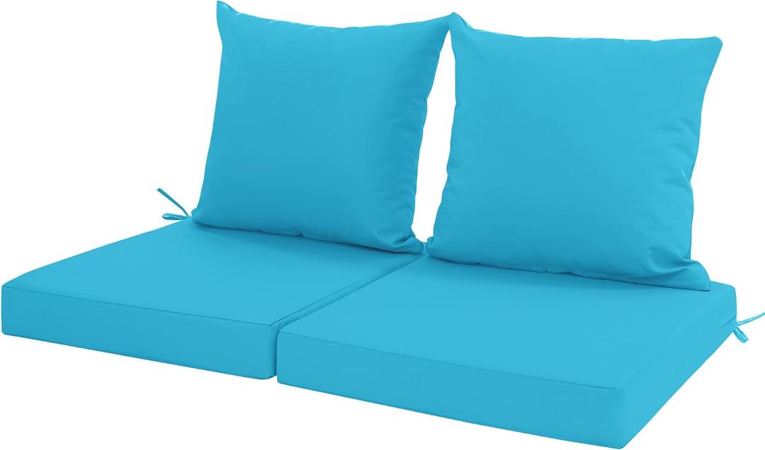 Outdoor Cushions for Patio Furniture, Waterproof Outdoor Chair Cushion w/Fade-Resistant, Removable & Machine-Washable Cover, 22x22 Inch, Deep Seat Sofa/Couch Pad Replacement – Set of 2, Teal, 22 x 22 | 2P