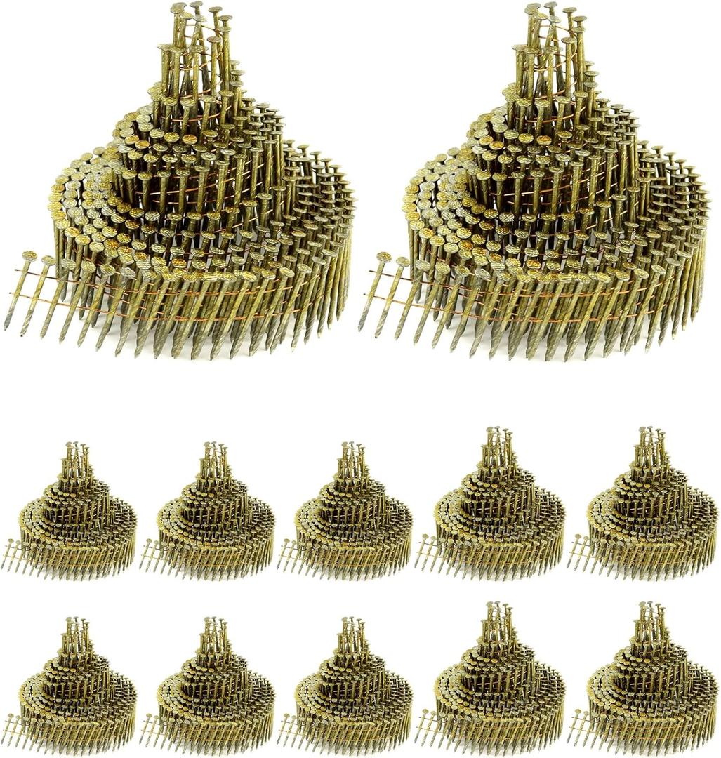 QWORK Siding Nails, 4200 Count 1-1/2-Inch x .083-Inch Collated Wire Coil Siding Nails,15-Degree Full Round Head