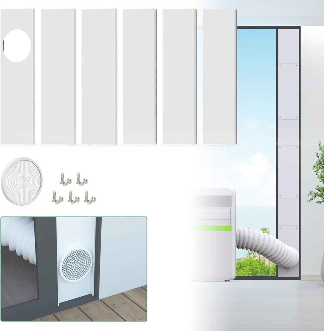 Forestchill Portable Air Conditioner Sliding Door Kit for 5.9" Diameter Exhaust Hose, Universal Sliding Door AC Vent Kit, Adjustable Length Sealing Panels Up to 90 inches for Mobile A/C (Max 90" Sliding Door Kit - 5.9" Diameter)