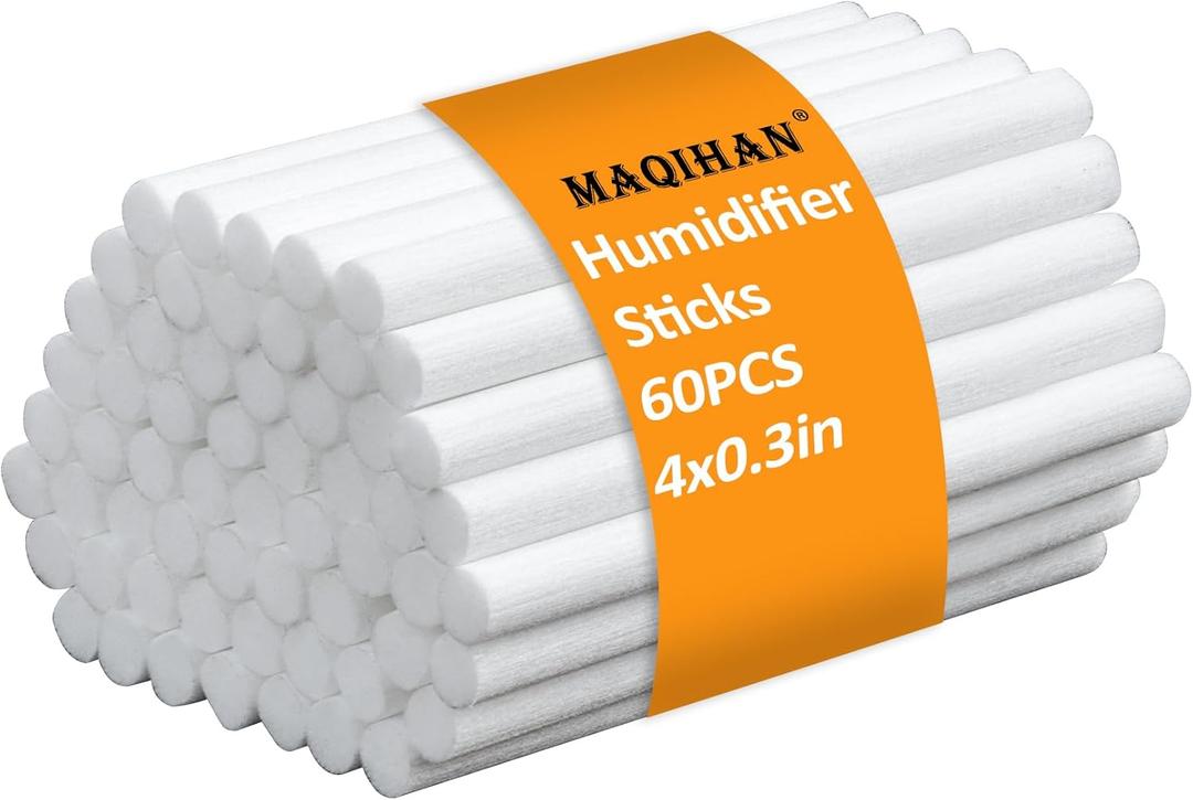 60PCS Humidifier Stick Filter Refill - Mini Air Diffuser Pure Wicks Refill Cotton Filter Sticks Replacement Wicks for Small Portable Humidifier Diffuser in Office Bedroom Home, 4in