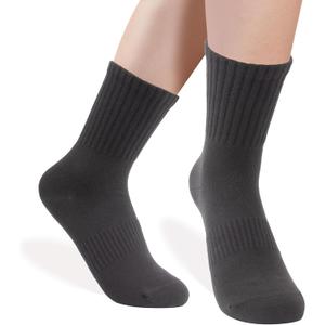 ZenBeya 100% Cotton Crew Socks for Women, Black Thin Ankle Tube Socks for Dress Trouser Clothes, Soft Hue Fashion Mid Calf Bootie Socks Size 5-9 Casual Breathable Winter Fall