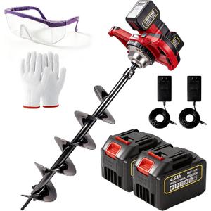 42V Cordless Auger Post Hole Digger with 2x4.5Ah Batteries & Dual Chargers