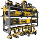 Large Power Tool Organizer Wall Mount, 4-Tier Rack with Charging Station & 8 Drill Holders, Garage Workshop Tool Storage, Gift for Husband/Dad